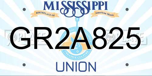 GR2A825 Mississippi License Plate