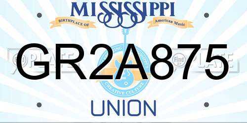 GR2A875 Mississippi License Plate