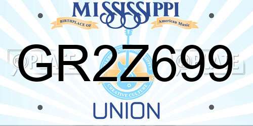 GR2Z699 Mississippi License Plate