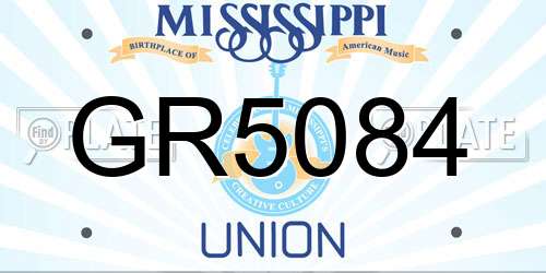 GR5084 Mississippi License Plate