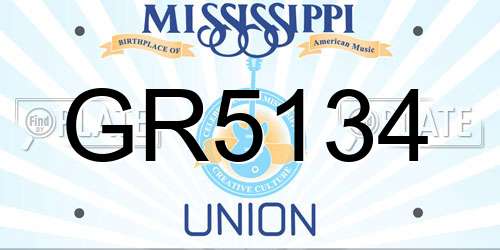 GR5134 Mississippi License Plate