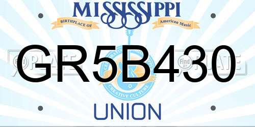 GR5B430 Mississippi License Plate