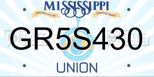 GR5S430 Mississippi License Plate