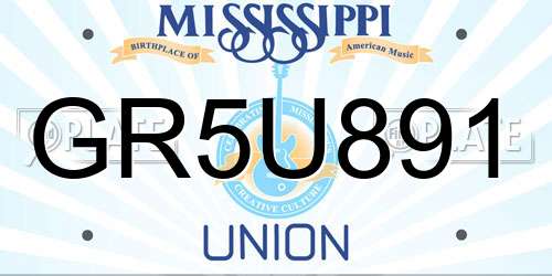 GR5U891 Mississippi License Plate