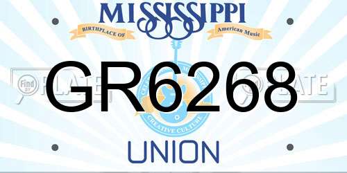 GR6268 Mississippi License Plate