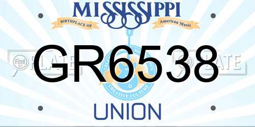GR6538 Mississippi License Plate