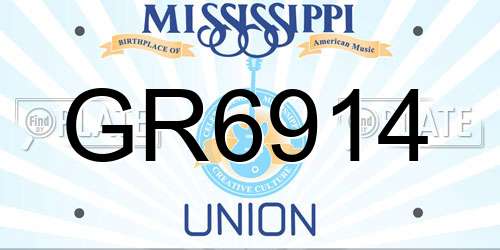 GR6914 Mississippi License Plate