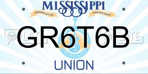 GR6T6B Mississippi License Plate