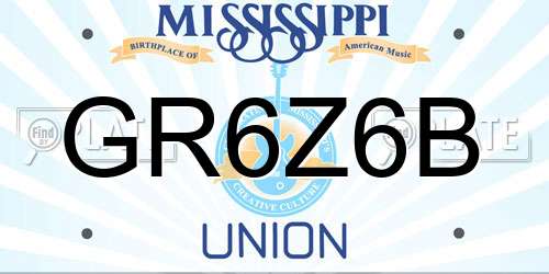 GR6Z6B Mississippi License Plate