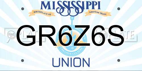 GR6Z6S Mississippi License Plate