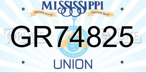 GR74825 Mississippi License Plate