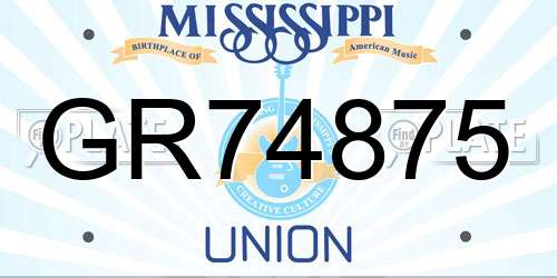 GR74875 Mississippi License Plate