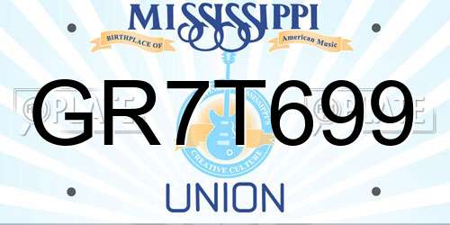 GR7T699 Mississippi License Plate