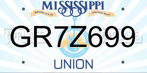 GR7Z699 Mississippi License Plate