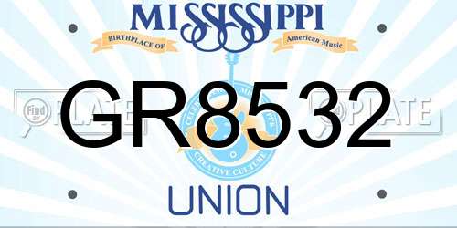 GR8532 Mississippi License Plate