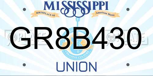 GR8B430 Mississippi License Plate