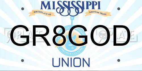 GR8GOD Mississippi License Plate