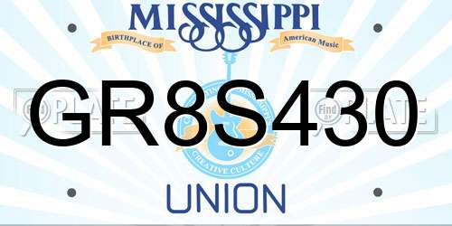 GR8S430 Mississippi License Plate
