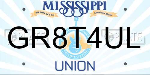 GR8T4UL Mississippi License Plate