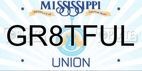 GR8TFUL Mississippi License Plate