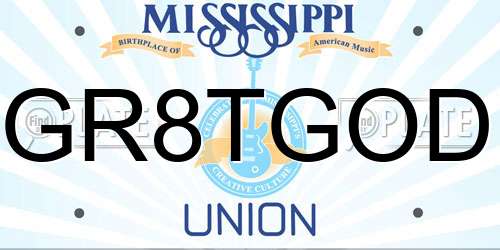 GR8TGOD Mississippi License Plate