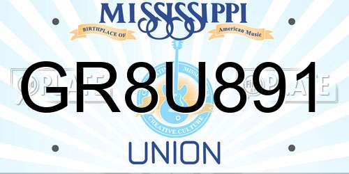 GR8U891 Mississippi License Plate