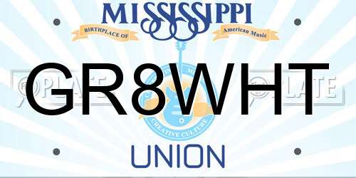 GR8WHT Mississippi License Plate