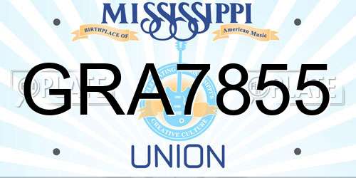 GRA7855 Mississippi License Plate