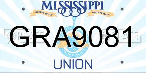 GRA9081 Mississippi License Plate