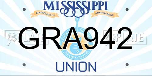 GRA942 Mississippi License Plate