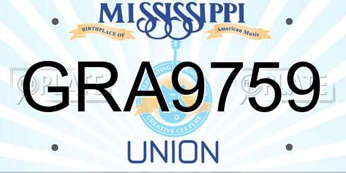 GRA9759 Mississippi License Plate