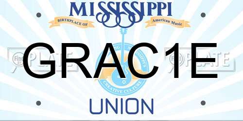GRAC1E Mississippi License Plate