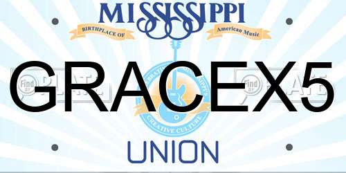 GRACEX5 Mississippi License Plate
