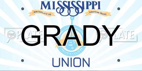 GRADY Mississippi License Plate