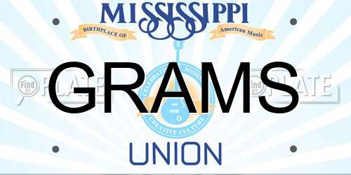 GRAMS Mississippi License Plate