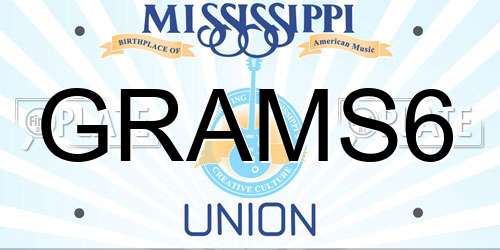 GRAMS6 Mississippi License Plate