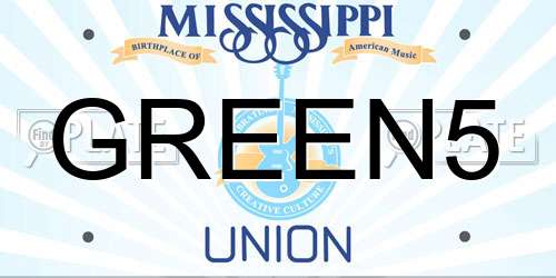 GREEN5 Mississippi License Plate
