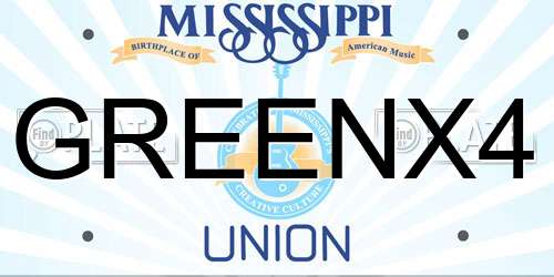 GREENX4 Mississippi License Plate