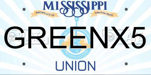 GREENX5 Mississippi License Plate