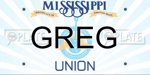 GREG Mississippi License Plate