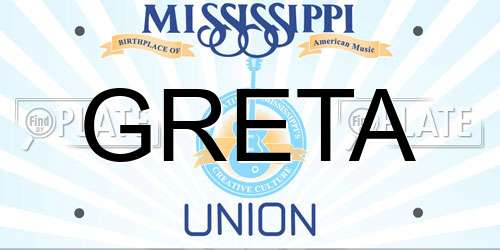 GRETA Mississippi License Plate