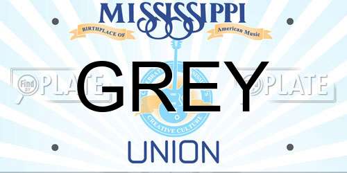 GREY Mississippi License Plate