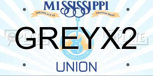 GREYX2 Mississippi License Plate