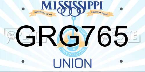 GRG765 Mississippi License Plate