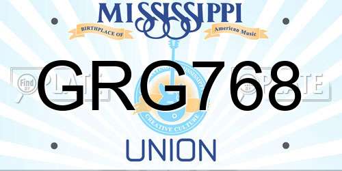 GRG768 Mississippi License Plate
