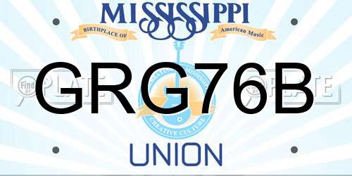 GRG76B Mississippi License Plate