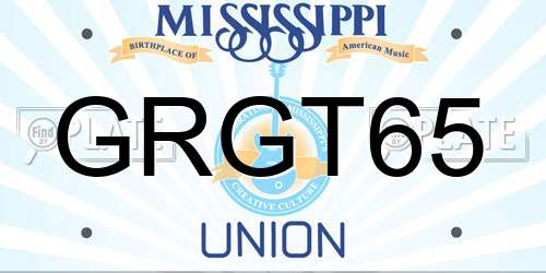 GRGT65 Mississippi License Plate