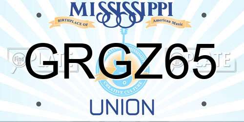 GRGZ65 Mississippi License Plate