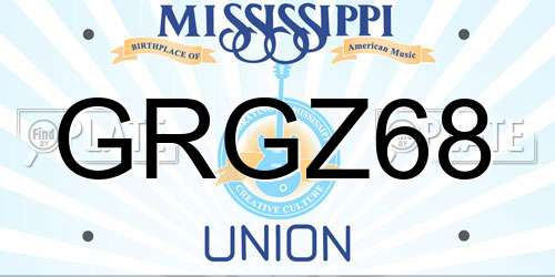 GRGZ68 Mississippi License Plate