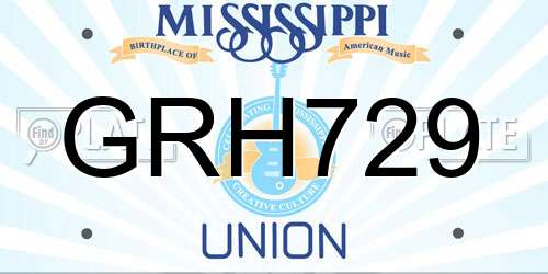 GRH729 Mississippi License Plate